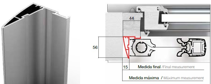 perfil fijación frontal para mosquitera de puerta