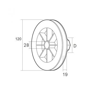 DISCO PERSIANA PVC Ø 120 CON RODAMIENTO CINTA 14mm EJE Ø 40