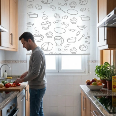 Estores Estampados para Cozinha Tecido Translúcido InstalaFácil