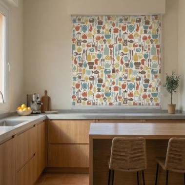 Estores Estampados para Cozinha com Tecido Opaco InstalaFácil