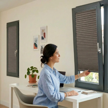 Cortinas Plisadas Sin taladrar Honeycomb 16mm Negro