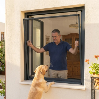 Mosquitera Fija Sin Taladrar para Ventanas Abatibles de Aluminio y PVC - PetScreen - MOSQUIFACIL