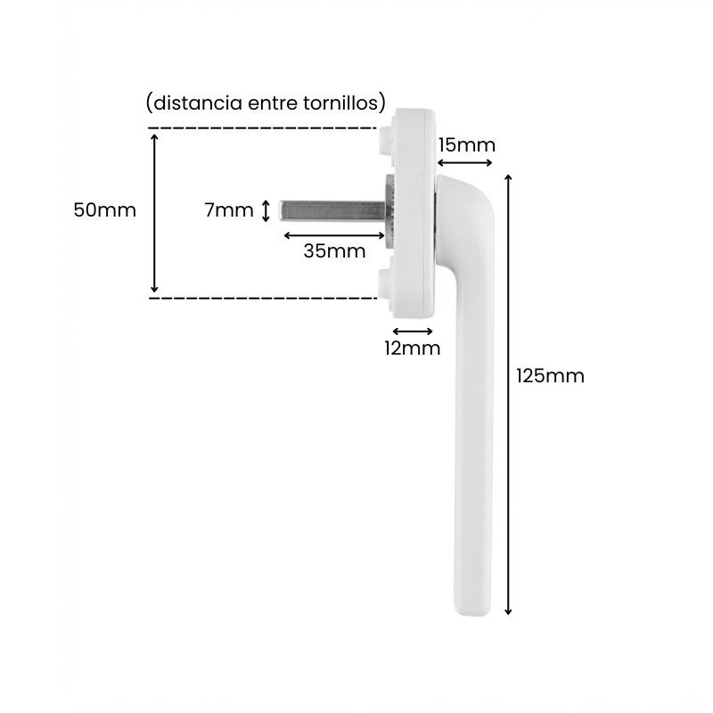 Maneta negra de ventana de repuesto para ventanas de aluminio o PVC
