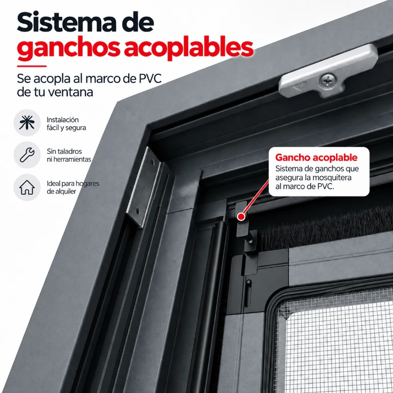 Mosquitera Fija sin Taladrar para Ventanas de PVC - Africa