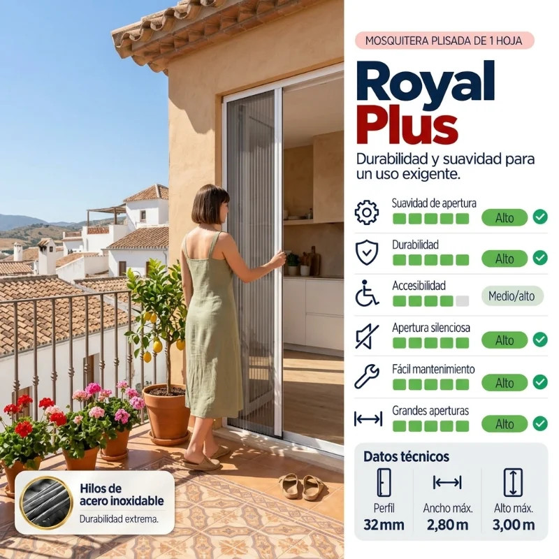 Mosquiteiro Plissado Porta Lateral 1 Folha Dobrável Royal 32 TotQuality