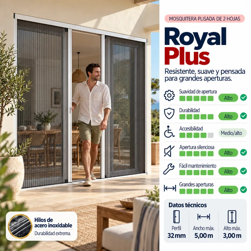 Mosquiteiro Plissado Porta Lateral 2 Folhas Dobráveis Royal 32