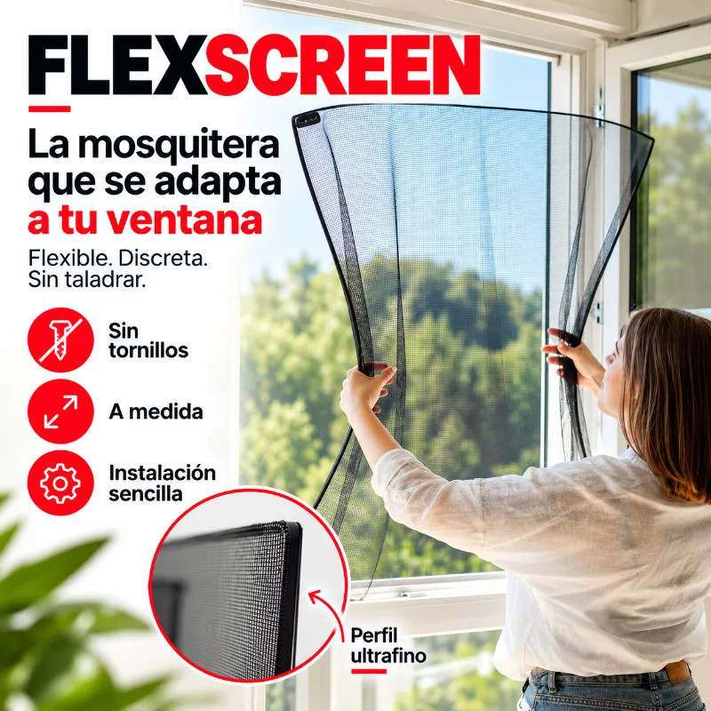 Mosquitera flexible FLEXSCREEN Instalación sin Tornillos