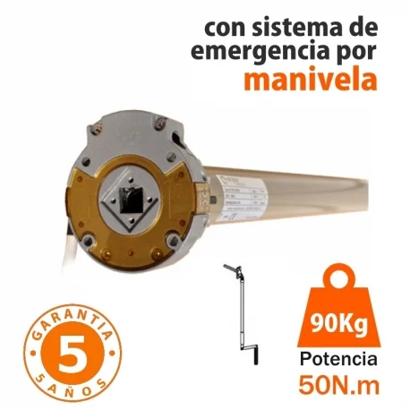 MOTOR MECÂNICO PERSIANA MOTOR ABERTURA MANUAL EMERGÊNCIA Ø45 (50N.m/90Kg)