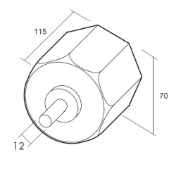 CAPSULA CON ESPIGA TUBO OCTOGONAL 60mm