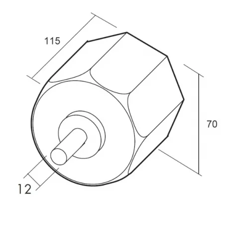 CAPSULA CON ESPIGA TUBO OCTOGONAL 60mm