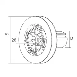 Disco Persiana Zamack Ø 120 para Torno Rodamiento 28 Capsula Nylon Eje Ø 40