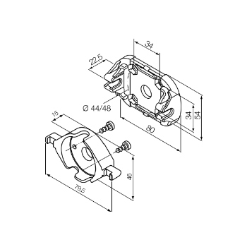 SOPORTE CAJÓNES DE OBRA MOTOR TT-GO Ø35mm