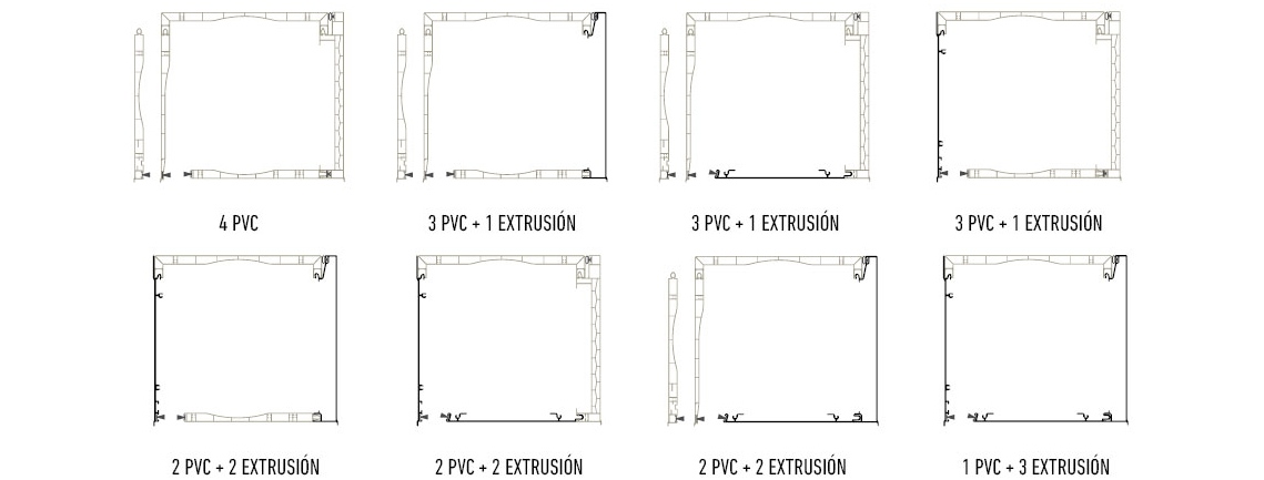 Cajón PVC Persianas Tamaños y Combinaciones