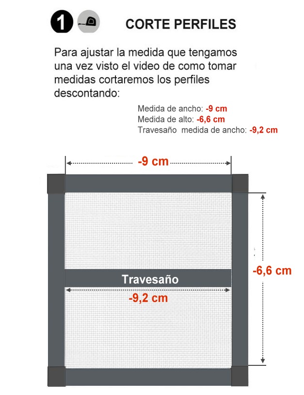 mosquitera corredera corte de perfiles