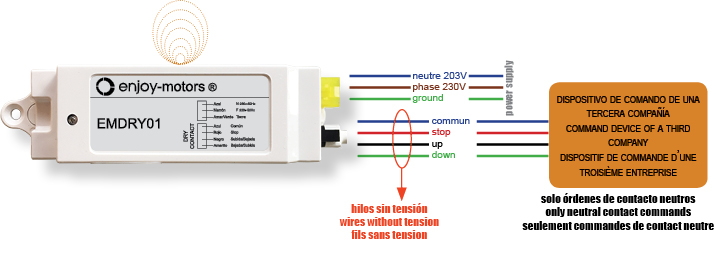 El emisor EMDRY01 se conecta a la corriente convencional 230V