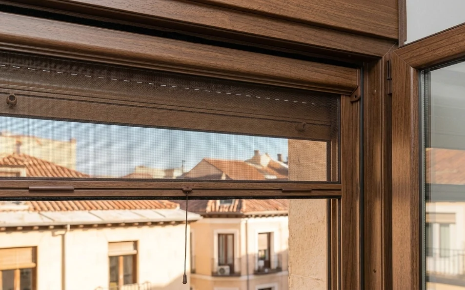 Mosquiteras enrollables a medida para ventanas - Calidad Premium color marrón Mosquiteras enrollables a medida para ventanas - Calidad Premium color marrón