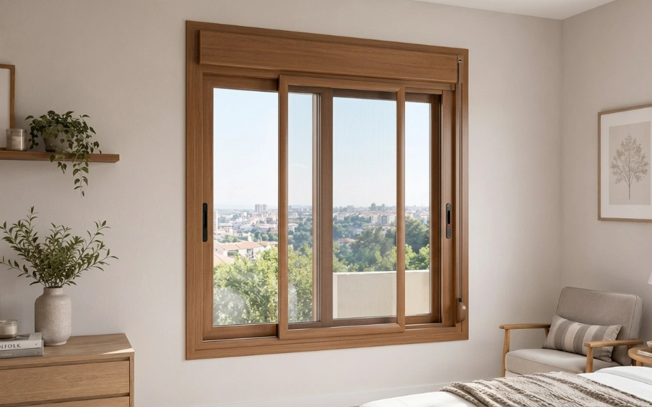 Mosquitera Deslizante marrón Resistente con Sistema de Rodamiento Suave Perfil de mosquitera marrón premium con malla técnica de alta visibilidad