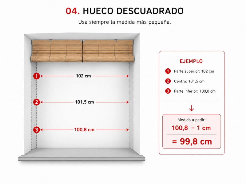 Hueco descuadrado para instalar persiana alicantina