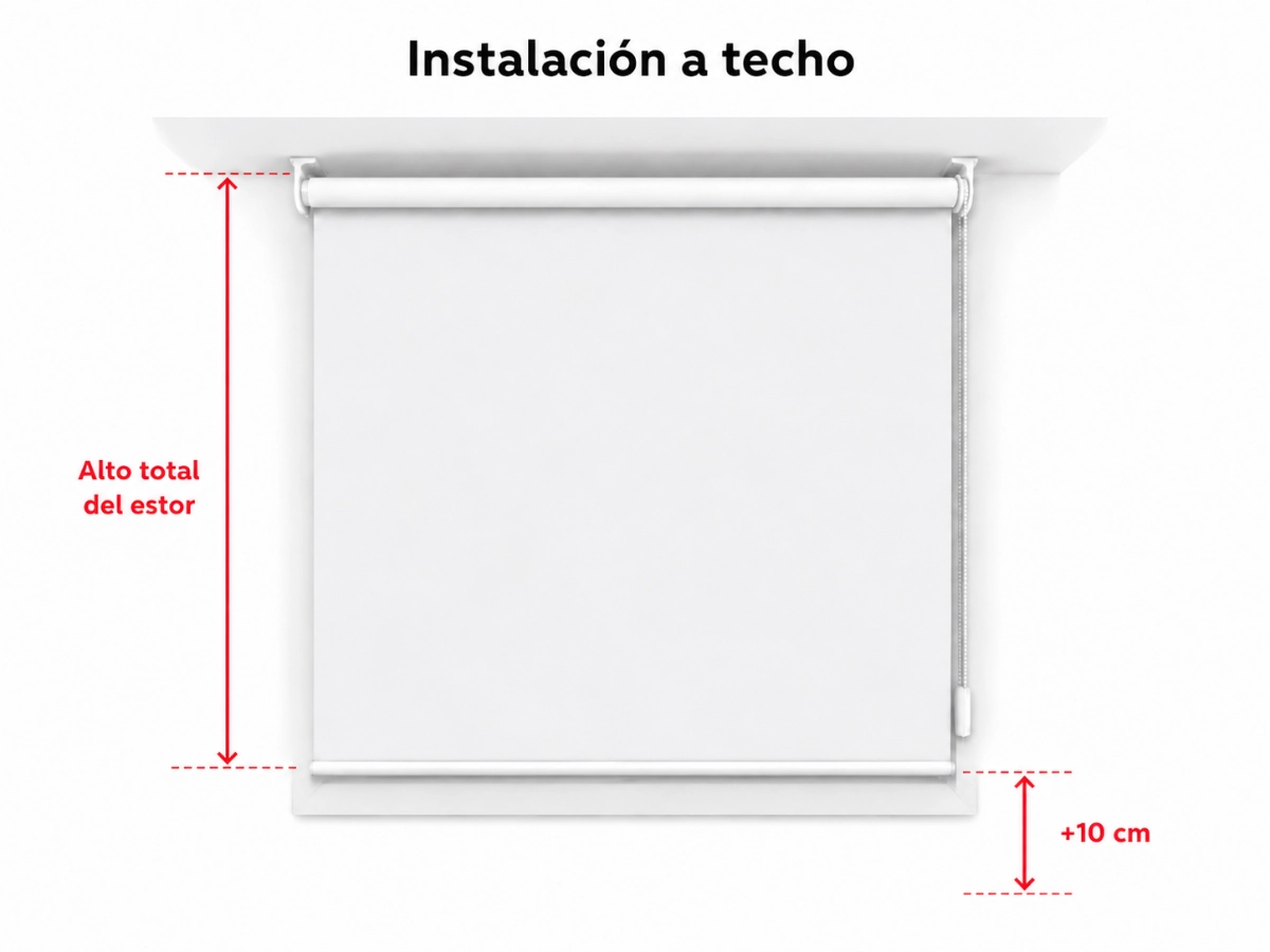 Medición de un estor instalado a techo