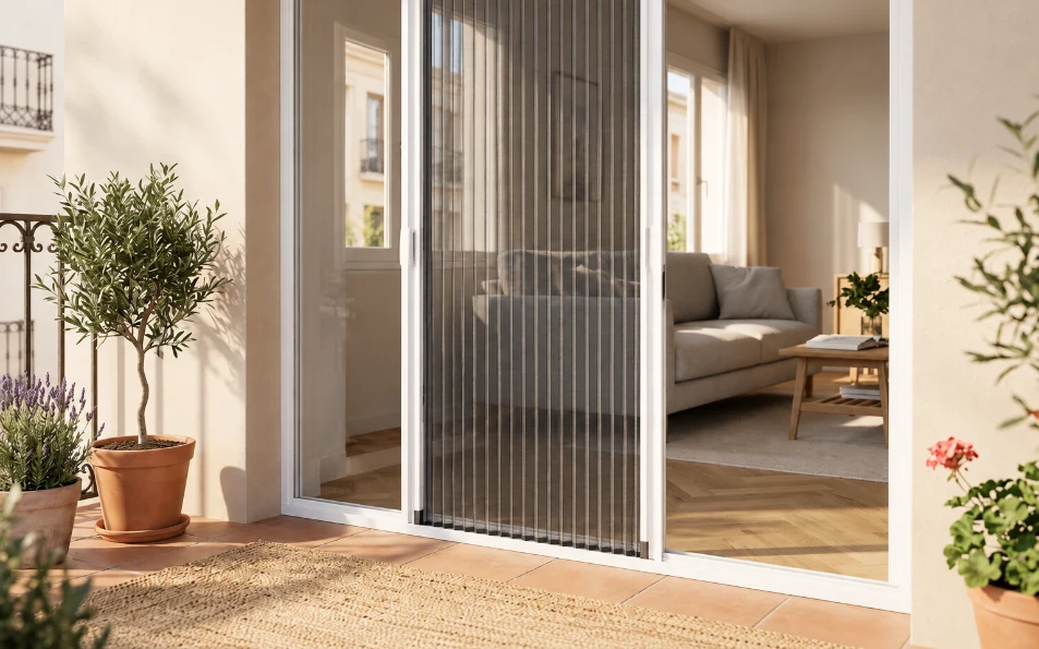Mosquitera plisada Royal Plus 22 mm para puertas Sistema Royal Plus 22 mm para mosquitera plisada de puerta