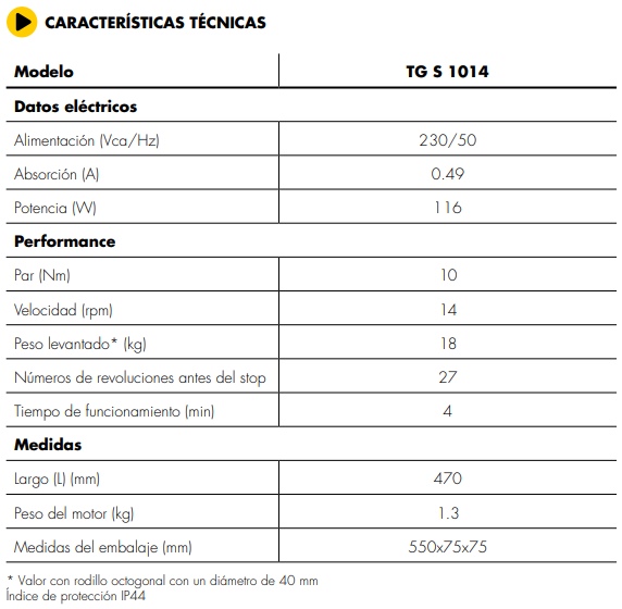 motor persiana con mando eje 40mm TTGO Nice