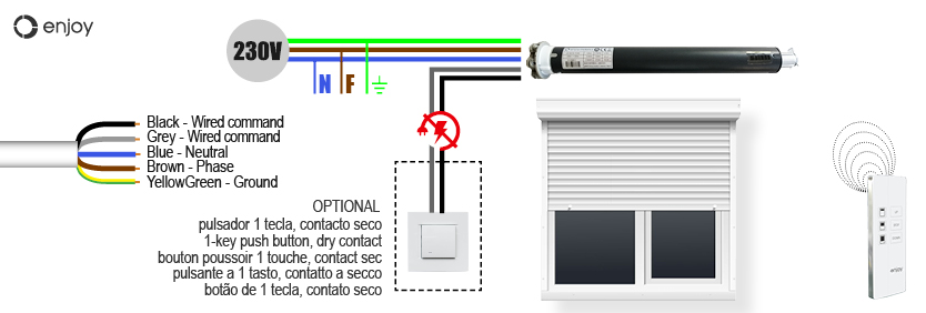 Motor Persiana Mando Opciones de Cableado