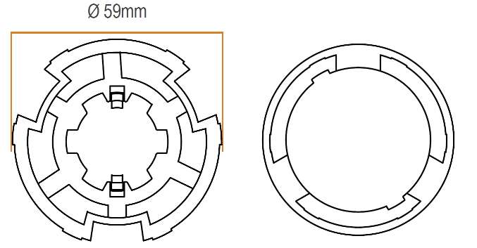 adaptador motor persiana eje 60mm redondo